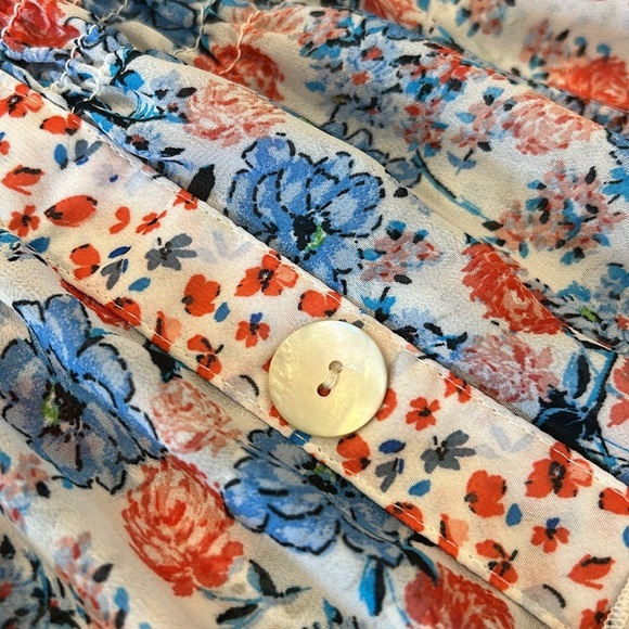 Anthro Fig & Flower Long Sleeve Floral Smocked Tiered Boho Peasant Maxi Dress L - Picture 12 of 17